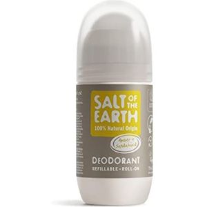 Salt Of the Earth CRYS75ASRR-C natuurlijke deodorant Roll On van Amber & Sandalwood - Hervulbaar, veganistisch, langdurige bescherming, goedgekeurd voor Leaping Bunny, gemaakt in het VK - 75 ml