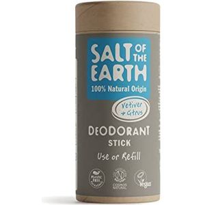Salt of the Earth natuurlijke deodorantstick navulling vetiver & citrus, veganistisch, Leaping Bunny-goedgekeurd, gemaakt in het Verenigd Koninkrijk, 75g