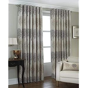 Oakdale gordijnen met oogjes, 100% polyester, 117 x 137 cm, zilverkleurig/beige, 1 paar