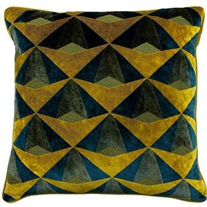 Paoletti Leveque kussensloop, polyester, blauwgroen/goudkleurig