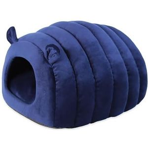 Rosewood Luxe Velvet Hideaway Caterpillar Bed Voor Katten, Zacht Kattenbed, Navy