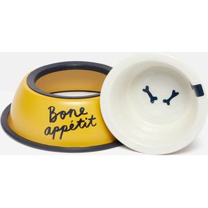 Joules Bone Appetit Dog Bowl - Eet- en Drinkbak Hond - Geel - 370ml