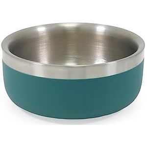 Rosewood Premium dubbelwandige roestvrijstalen voerbak voor huisdieren 350ml - groenblauw