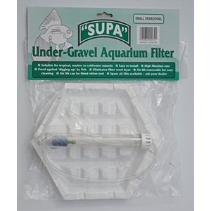 Supa Klein 9 bij 4,5 inch zeshoekige aquariumfilter onder grind (pak van 1) | Geschikt voor tropische, mariene of koudwateraquaria. Wit