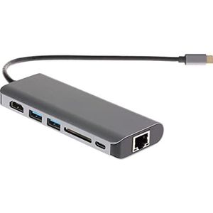 Nikkai USB-C naar multiport USB-A 3.0 x 2 LAN HDMI SD USB-C PD adapter voor Mac