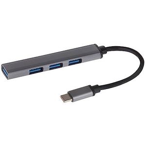 Nikkai USB-C naar 4-poort USB-A 3.0 hoge snelheid draagbare hub - zwart