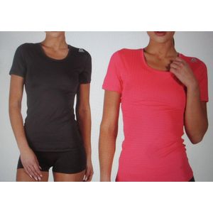 Reebok trainings tshirt zwart/ roze L