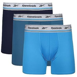 Reebok Reebok Sportslips met vochtregulering, verpakking van 3 boxershorts voor heren, Radiant Aqua/Steely Blue/Vector Navy