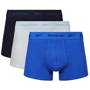 Reebok Set van 3 Reebok boxershorts voor heren in marineblauw/blauw/kobalt van katoen met tailleband van microvezel boxershorts voor heren, Vector marineblauw/elektrisch kobalt