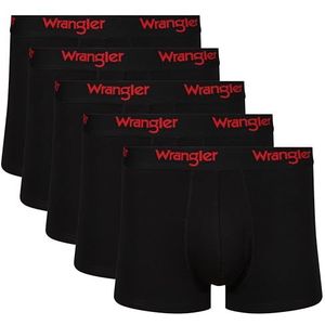 WRANGLER Zwarte boxershorts voor heren, zacht aanvoelend, katoenrijke boxershorts met elastische tailleband, comfortabel en ademend ondergoed, multipack van 5 stuks, Zwart, M