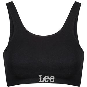 Lee Naadloze crop beha voor dames in zwarte training, Zwart, XS