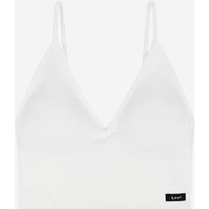 Lee Womens Naadloze Longline Crop Top in Wit |Zachte, rekbare en comfortabele crop beha met vochtafvoerende technologie |Geribbelde stijl en verwijderbare pads, Wit, S