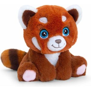 Keel Toys pluche rode Panda knuffeldier - rood/wit - zittend - 16 cm - Luxe kwaliteit knuffels