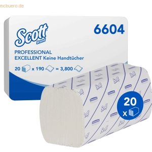 Scott Papieren Handdoeken, Z-vouw, 2-laags, 25 x 23 cm, Wit (pak 3800 stuks)
