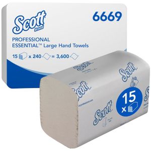 Scott - Essential - Papieren Handdoekjes - Wit - 15 Pakken x 240 Stuks