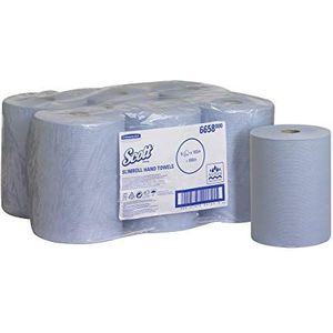Scott, 6658, Slimroll Handdoeken, 1 laags, Blauw, 6 rollen x 165 m