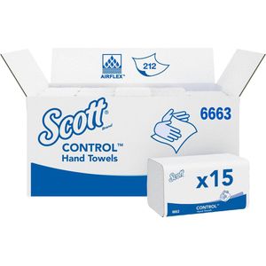 Handdoek Scott i-vouw 1-laags 21.5x31.5cm wit 15x212stuks 6663