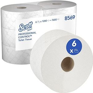 Scott Control Centrefeed Toiletweefsel 8569-2 laags toiletpapier - 6 rollen x 1.280 toiletpapier vellen (7.680 vellen),Kleur: wit