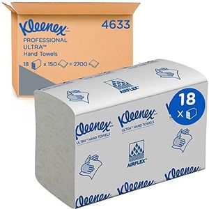 Kleenex Ultra Papieren Handdoeken 4633-2 Laags - 18 Verpakkingen x 150 Vellen (2700 in totaal)