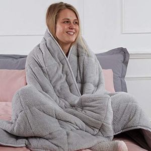 Brentfords Super zachte teddy fleece verzwaarde deken voor kinderen kinderen slaaptherapie angst stress verlichting, zilvergrijs, 125 x 150 cm - 4 kg