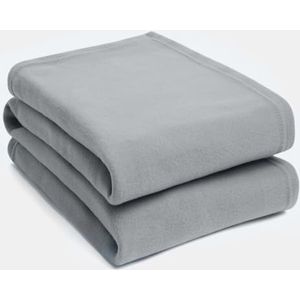 Dreamscene Grote warme polar fleece plaid over zachte luxe slaapbank deken, effen zilvergrijs - 120 x 150 cm