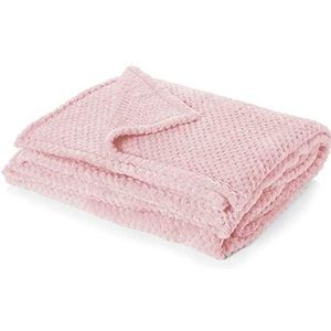 Dreamscene Luxe nertsen wafel honingraat imitatiebont warme plaid over slaapbank zachte deken, blush roze - 200 x 240 cm