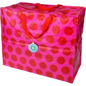 XXL tas / Jumbo shopper Spotlight red on pink - Roze met rode stip