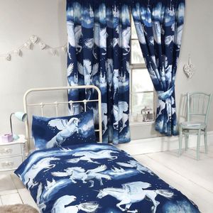 Unicorn Stardust Blauw Gordijnset