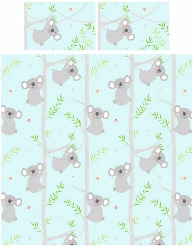 Dekbedovertrek Koala Fun - Eenpersoons dekbed - Koalabeer blauw / grijs