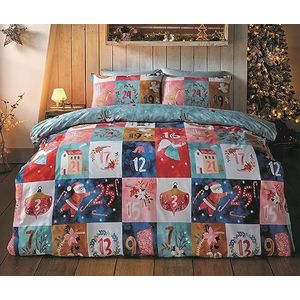 So soft kerst dekbedovertrek Advent Calendar - Microvezel - lits-jumeaux - 230x220 cm - 50x75 cm - kussensloop