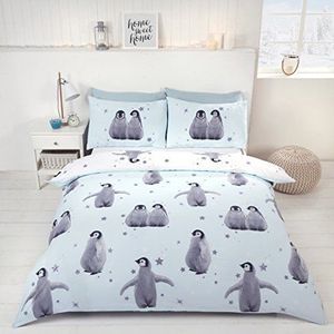 Dekbedovertrek - Starry pinguïns - Mint - Blended katoen - Eenpersoons