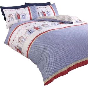 strandhuisjes dekbedovertrek -beach hut - lits-jumeaux maat met 2 kussenslopen