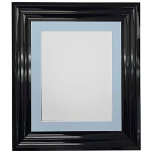FRAMES BY POST Firenza Hoogglans Zwarte Fotolijst Plastic Glas met Blauwe Mount 16 ""x12"" voor Beeldgrootte 12"" x8