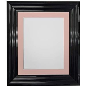 FRAMES BY POST Firenza Hoogglans Zwart Fotolijst Kunststof Glas met Roze Mount 16 ""x12"" voor Afbeeldingsgrootte 12 ""x 10