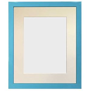 FRAMES BY POST Blauwe fotolijst met ivoorkleurige passe-partout, 50,8 x 40,6 cm, fotoformaat 38,1 x 25,4 cm