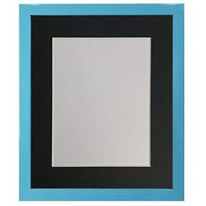 Frames BY POST 1,9 cm blauwe fotolijst passepartout 35,6 x 20,3 cm afbeeldingsgrootte 25,4 x 10,2 cm kunststof glas, zwarte houder, 14 x 8 afbeeldingsformaat 10 x 4 inch