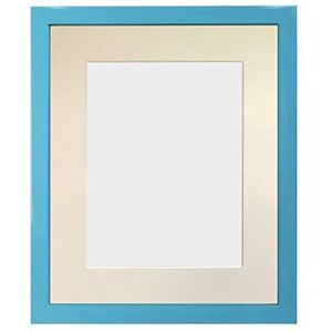 FRAMES BY POST Blauwe fotolijst met ivoorkleurige passe-partout, 45,7 x 30,5 cm, fotoformaat: 35,6 x 20,3 cm, kunststofglas