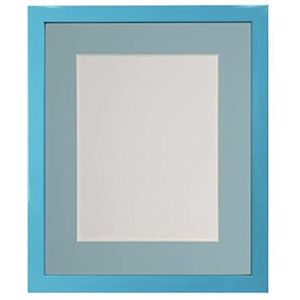 FRAMES BY POST Blauwe fotolijst met blauwe passe-partout, 30,5 x 30,5 cm, fotoformaat 25,4 x 25,4 cm, kunststof glas