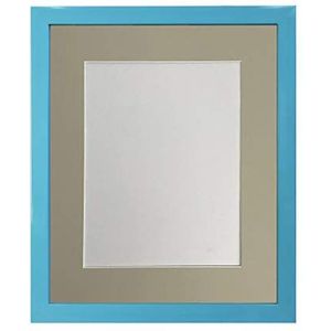 FRAMES BY POST 1,9 cm blauwe fotolijst met lichtgrijze passe-partout 35,6 x 20,3 cm fotoformaat 25,4 x 10,2 cm, kunststof glas