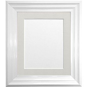 FRAMES BY POST Firenza fotolijst met lichtgrijs kunststof passe-partout, 25,4 x 20,3 cm, 17,8 x 12,7 cm, wit