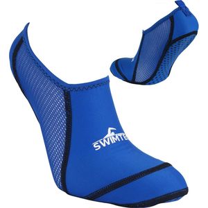 SwimTech - Zwemsokken - Blauw - Junior - Met Siliconen Grip Voor Zwembad