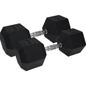 Urban Fitness PRO Hex Dumbbell - rubber coating (paar) Zwart - 12.5kg