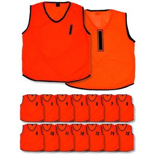 (Pack of 15) Mesh Numberood 1 - 15 Training Bibs (Youths, Adult)