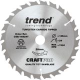 TREND CSB/165/3PK/C Craft Pro cirkelzaagblad-CSB/165/3PK/C diameter 160 mm boring 20 mm 24 en 40 tanden, drievoudige verpakking