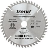 Trend CraftPro Drievoudig pak TCT-cirkelzaagbladen, 160 mm diameter x 48 tanden x 20 mm asgat, wolfraamcarbide getipt, CSB/160/3PK, set van 3