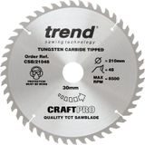 Trend CraftPro Combi TCT zaagblad, diameter 210 mm x 48 tanden x boring 30 mm, wolfraamcarbide punt, CSB/21048
