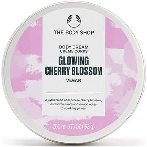 The Body Shop Lichtgevende kersenbloesem, veganistische lichaamscrème, voedende balsem voor alle huidtypes, anti-aanbaklaag, hydraterend 96% natuurlijke ingrediënten, met sheaboter, 200 ml