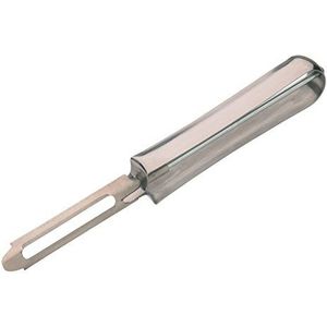 KitchenCraft Draaibare aardappelschiller met vlekverwijderaar, ideaal voor fruit- en groenteschillen, roestvrij staal, 17 cm, zilver