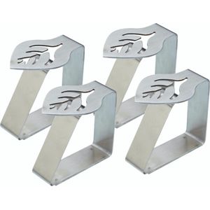 KitchenCraft tafelkleed clips - bladmotief roestvrij staal set van 4 stuks