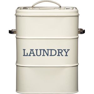 LIVING NOSTALGIA KitchenCraft Living Nostalgia LNLAUNDRYCRE wasmiddelbox van metaal, antieke crème, 3 kg, 19 x 16 x 27 cm